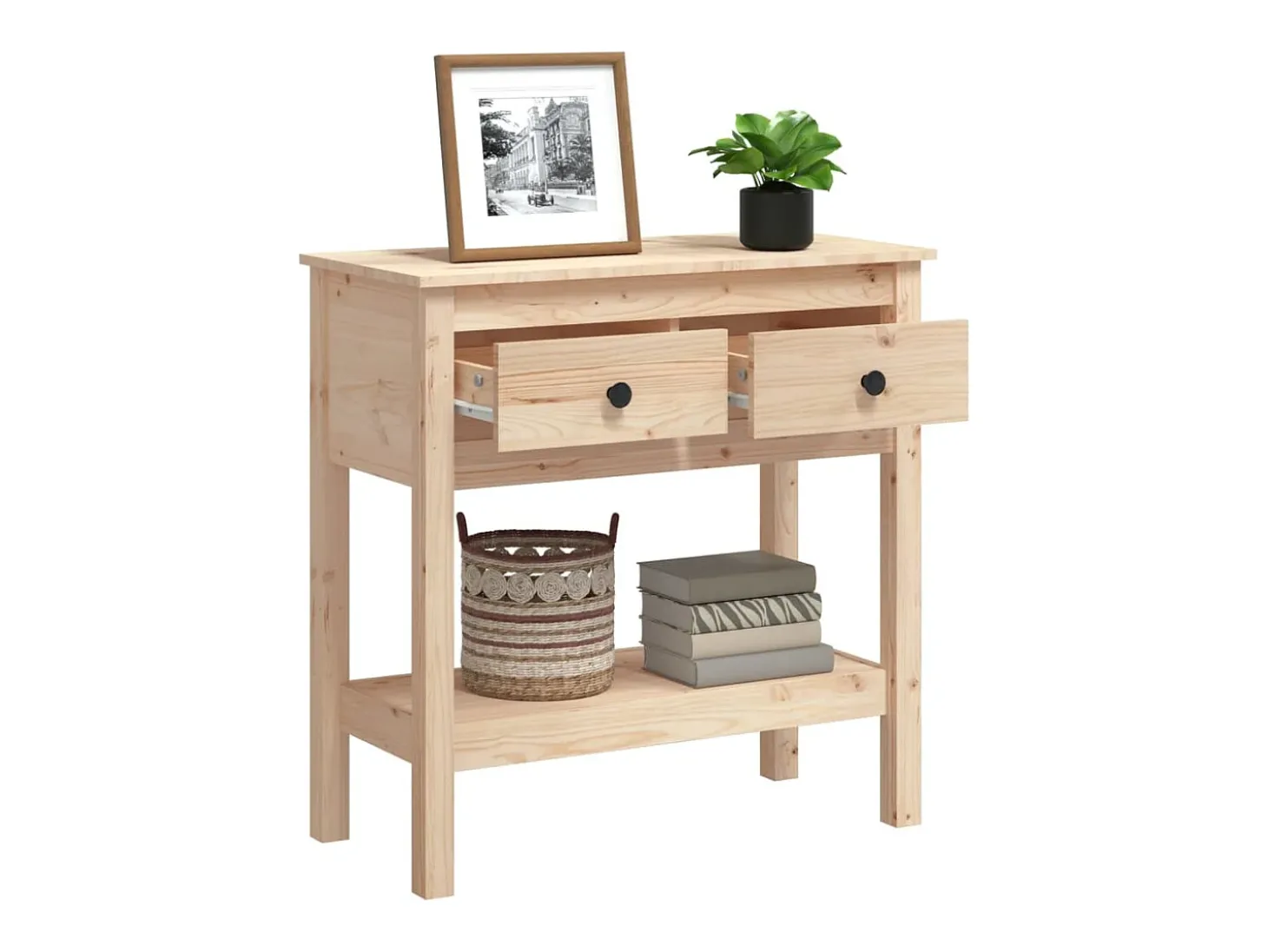 Mesa consola madera maciza de pino 75x35x75 cm ES825720