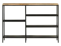 Mesa consola madera maciza mango rugosa y hierro 110x30x75 cm ES845957