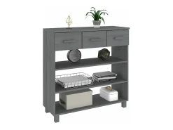 Mesa consola madera maciza de pino gris oscuro 90x35x90 cm