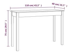 Mesa consola madera maciza de pino 110x40x75 cm