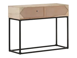 Mesa consola madera maciza de mango y caña natural 100x35x76 cm ES275126