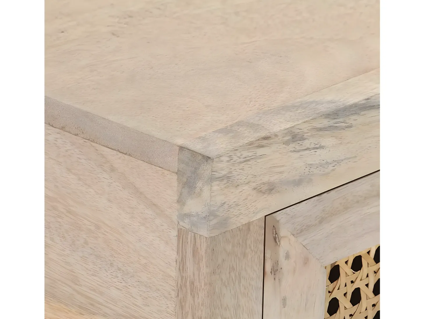Mesa consola madera maciza de mango y caña natural 100x35x76 cm ES275126