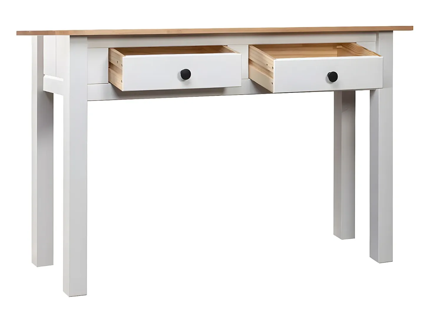 Mesa consola madera maciza pino Panamá blanco 110x40x72cm ES112177