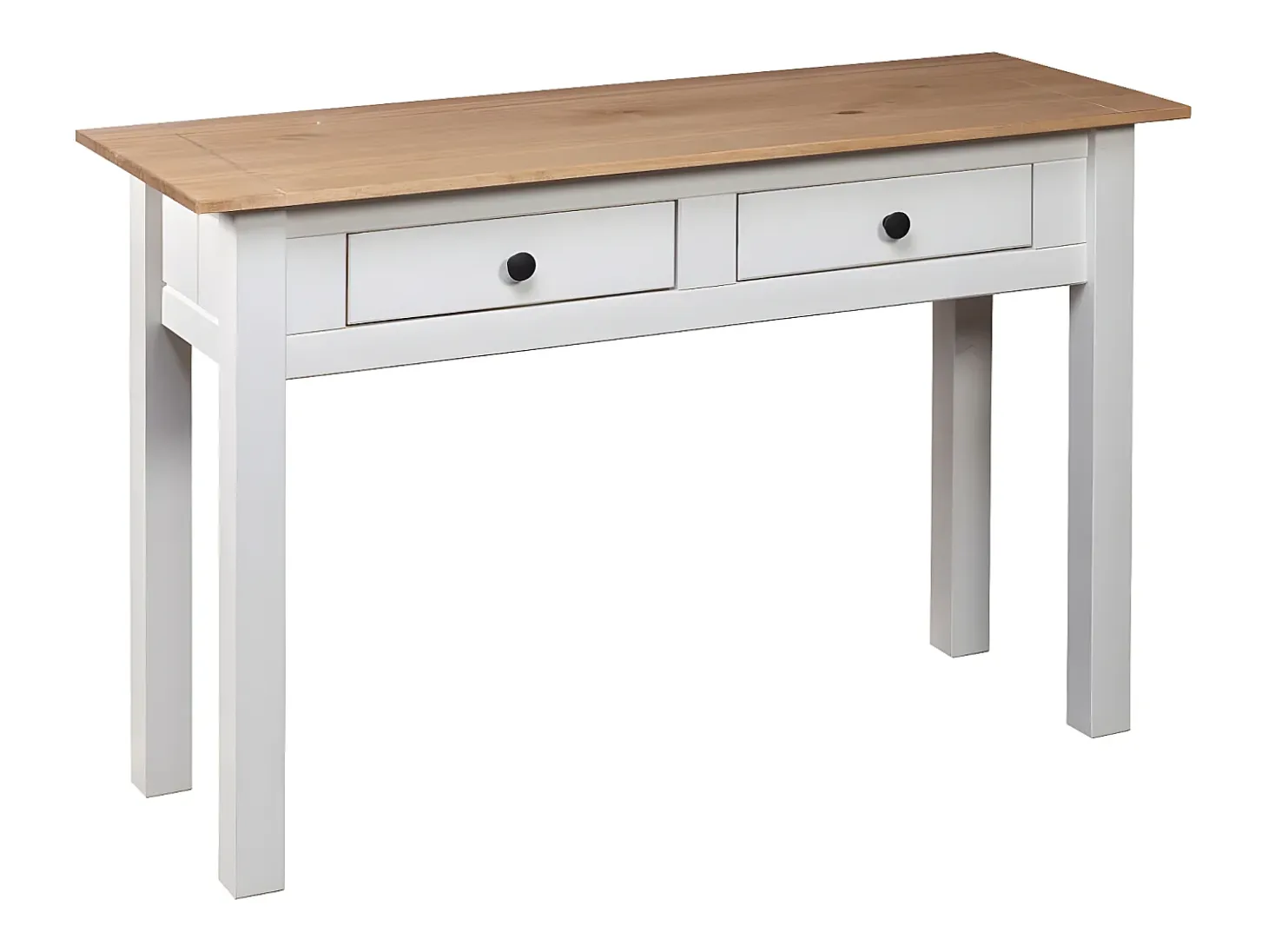 Mesa consola madera maciza pino Panamá blanco 110x40x72cm ES112177