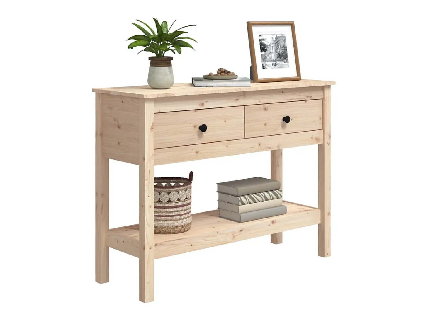 Mesa consola madera maciza de pino 100x35x75 cm ES343959
