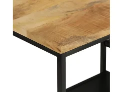Mesa consola madera maciza mango rugosa y hierro 110x30x75 cm