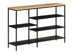 Mesa consola madera maciza mango rugosa y hierro 110x30x75 cm