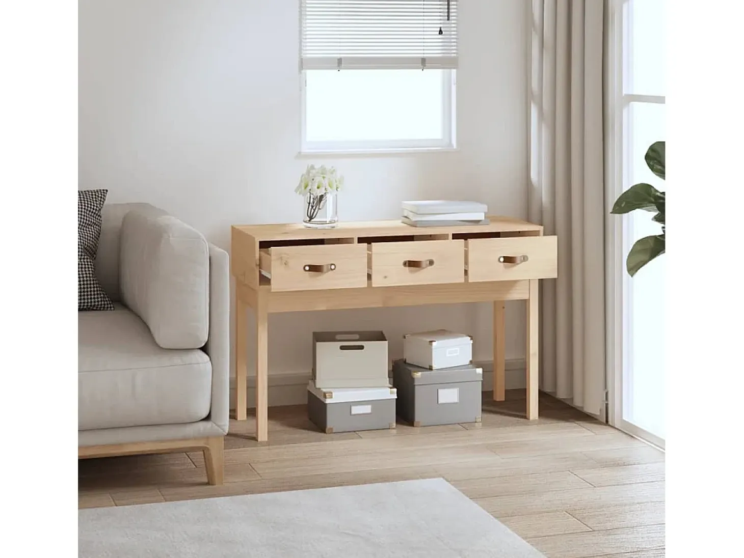 Mesa consola madera maciza de pino 114x40x75 cm