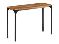 Mesa consola madera maciza de mango y hierro 110x35x76 cm