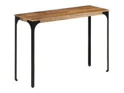 Mesa consola madera maciza de mango y hierro 110x35x76 cm