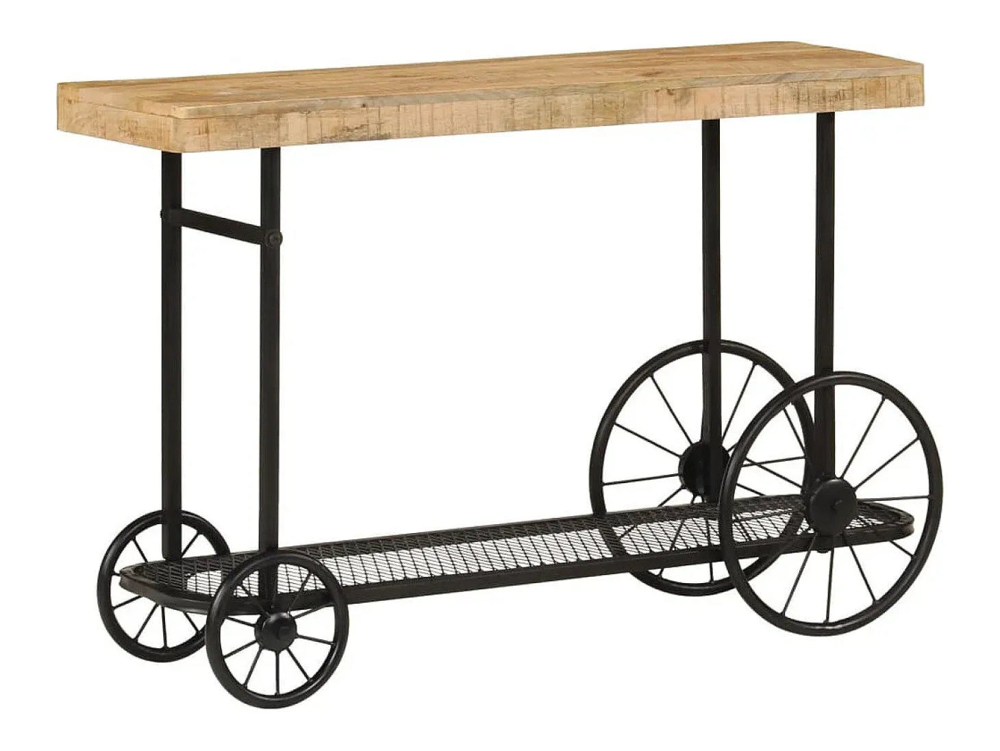 Mesa consola madera maciza de mango y hierro 112x36x76 cm