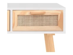 Mesa consola madera pino maciza ratán natural 105x30x75 cm