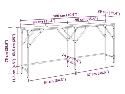 Mesa Consola Madera vieja 180 x 29 x 75 cm Madera contrachapada