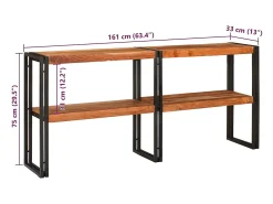 Mesa Consola Marrón 160 x 33 x 75 cm madera maciza de acacia
