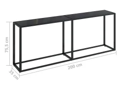 Mesa consola negra 200x35x75,5 cm Cristal templado
