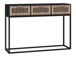 Mesa consola negra 105x30x75 cm madera contrachapada y hierro