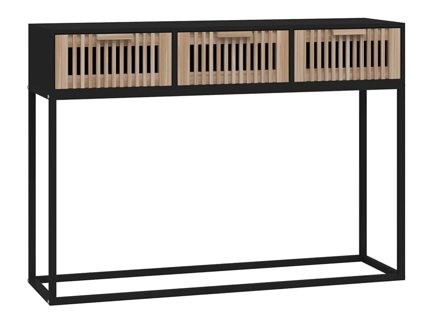 Mesa consola negra 105x30x75 cm madera contrachapada y hierro