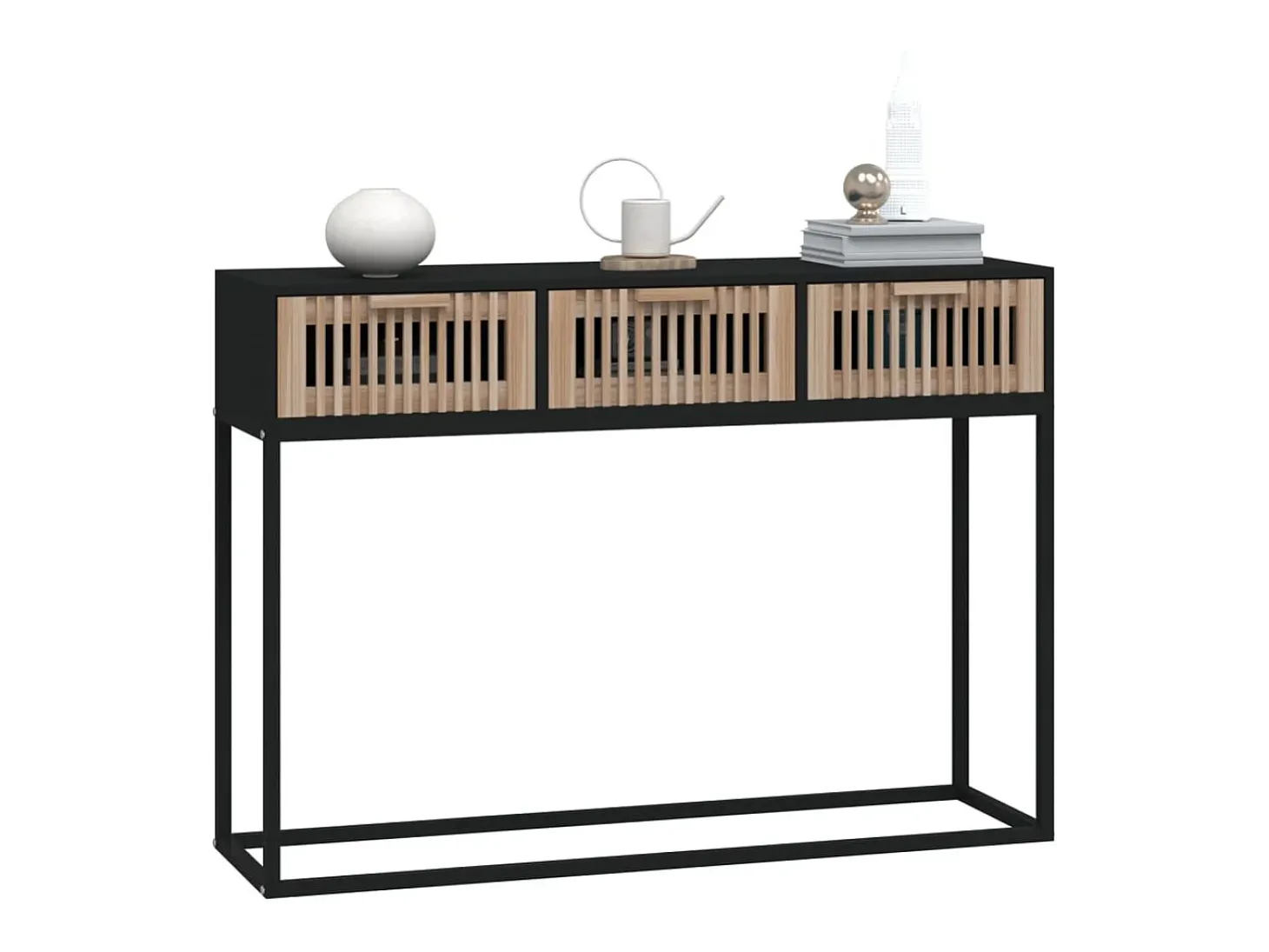 Mesa consola negra 105x30x75 cm madera contrachapada y hierro