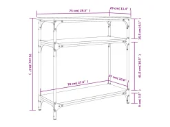 Mesa consola negra 75x29x75 cm madera de ingeniería