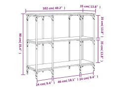 Mesa consola negra 102x35x90 cm madera de ingeniería