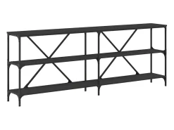 Mesa consola negra 200x30x75 cm madera contrachapada y hierro