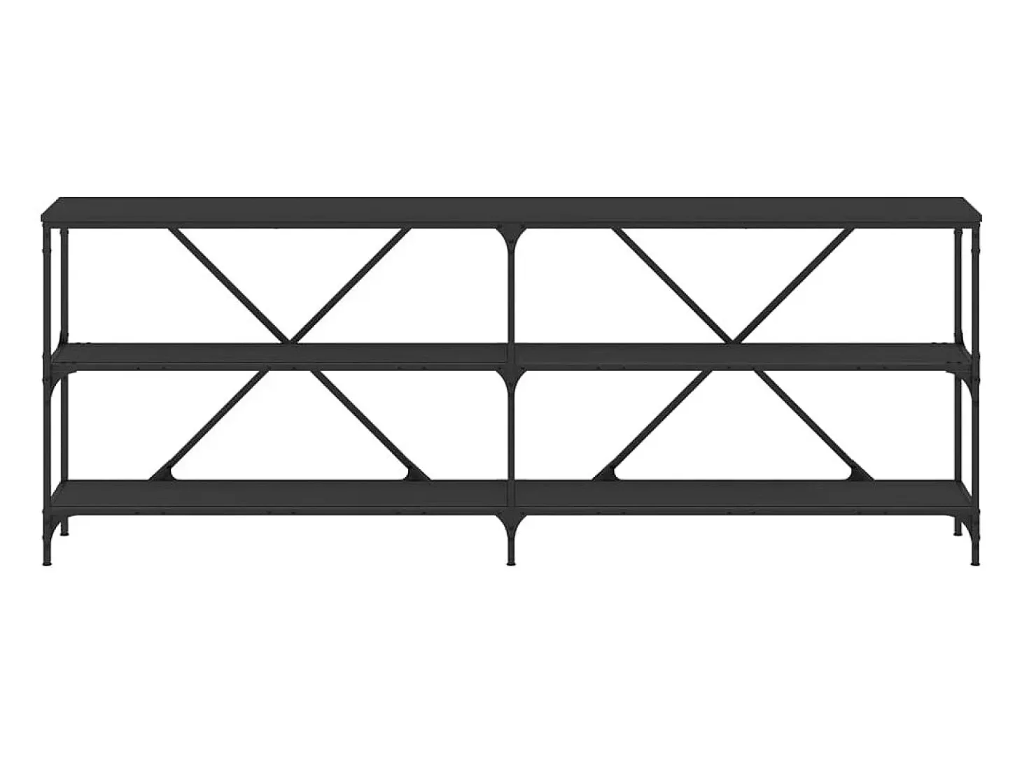 Mesa consola negra 200x30x75 cm madera contrachapada y hierro