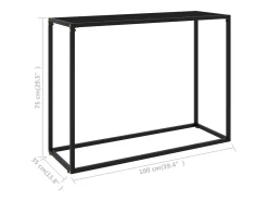 Mesa consola negra 100x35x75 cm Cristal templado