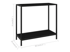 Mesa consola negra 80x35x75 cm Cristal templado