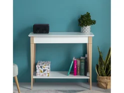 Mesa Consola Pequeña Con Estante 85 x 35 cm Mimo Blanco Tiza