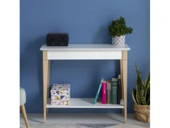 Mesa Consola Pequeña Con Estante 85 x 35 cm Mimo Blanco Tiza