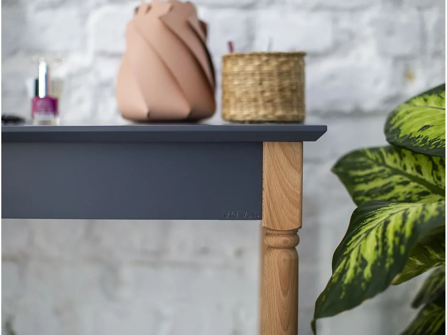 Mesa Consola Pequeña Con Estante 65 x 35 cm Mamo Blanco Tiza