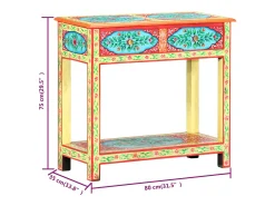 Mesa consola pintada a mano madera maciza de mango 80x35x75 cm