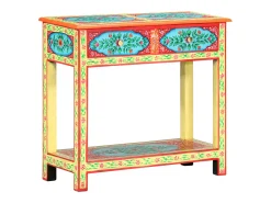 Mesa consola pintada a mano madera maciza de mango 80x35x75 cm