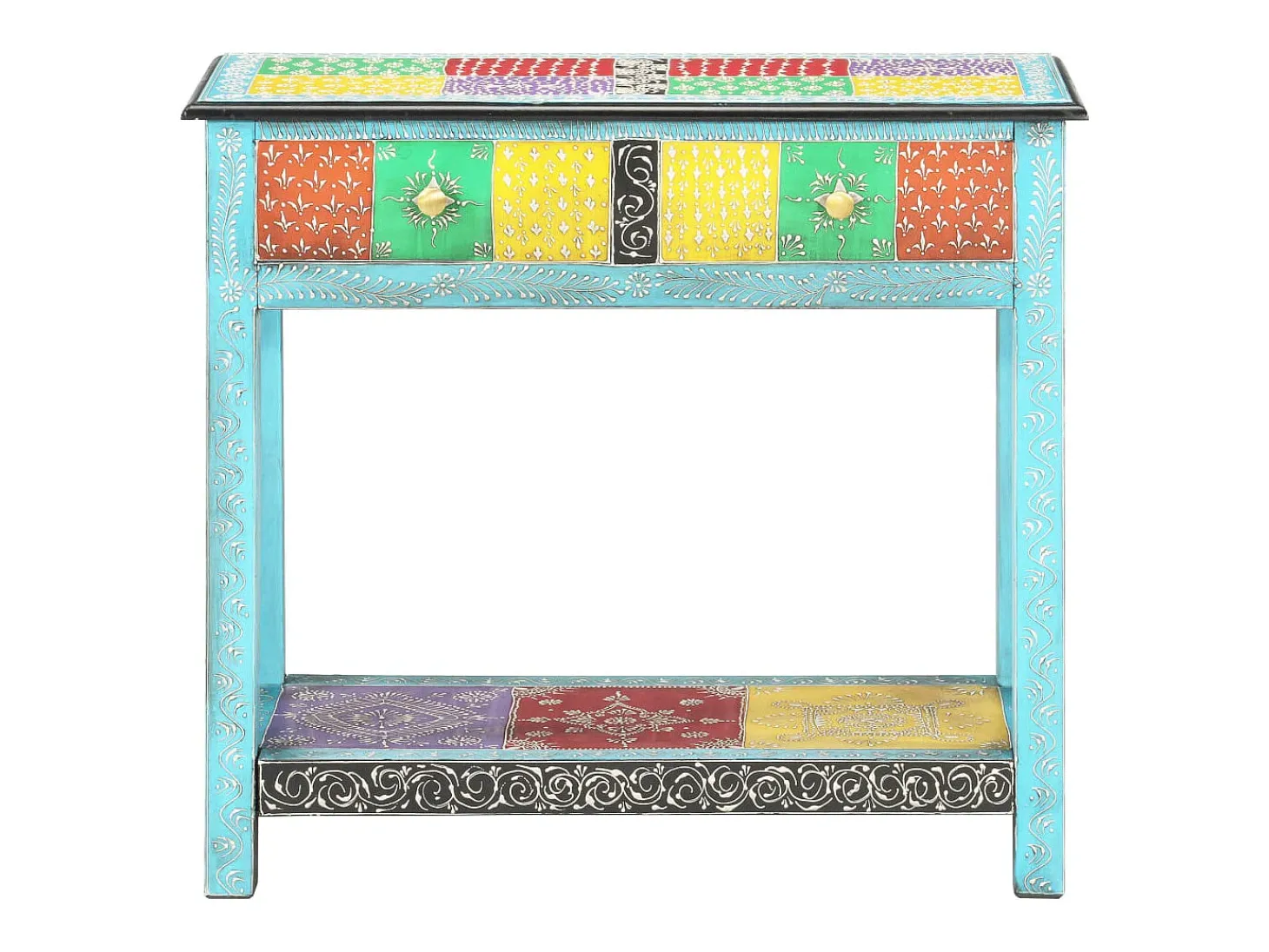 Mesa consola pintada a mano madera maciza de mango 80x35x75 cm