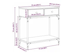 Mesa Consola Roble negro 75 x 34.5 x 75 cm Madera contrachapada