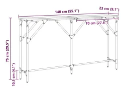 Mesa Consola Roble negro 140 x 23 x 75 cm