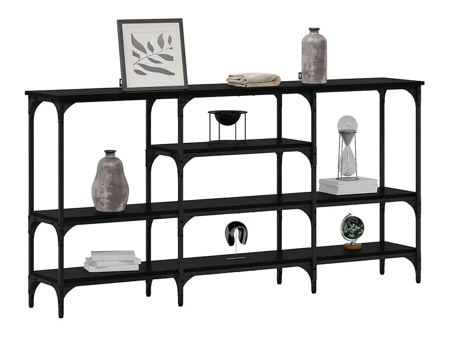 Mesa Consola Roble negro 160 x 29 x 80 cm Madera contrachapada