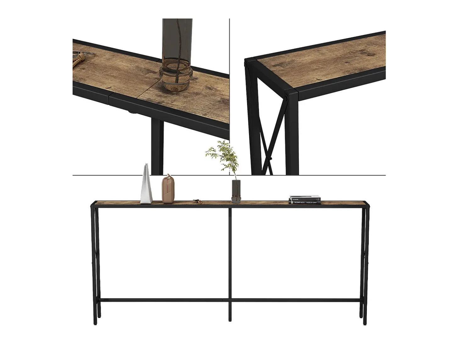 Mesa consola roble rústico 174x20x77 lima