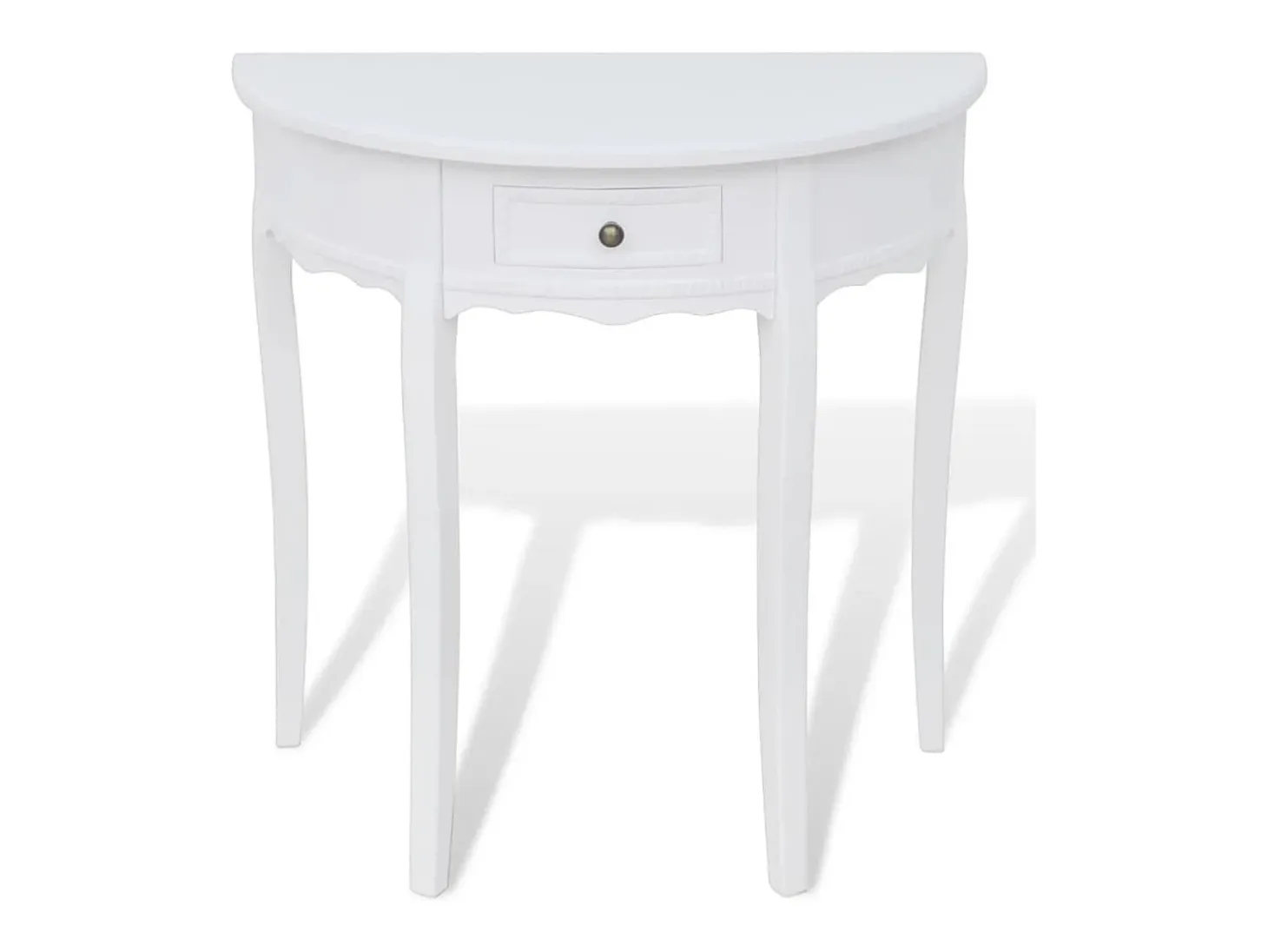 Mesa consola semicircular con cajón blanca