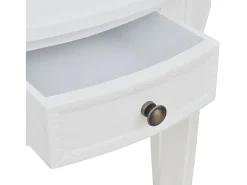 Mesa consola semicircular con cajón blanca