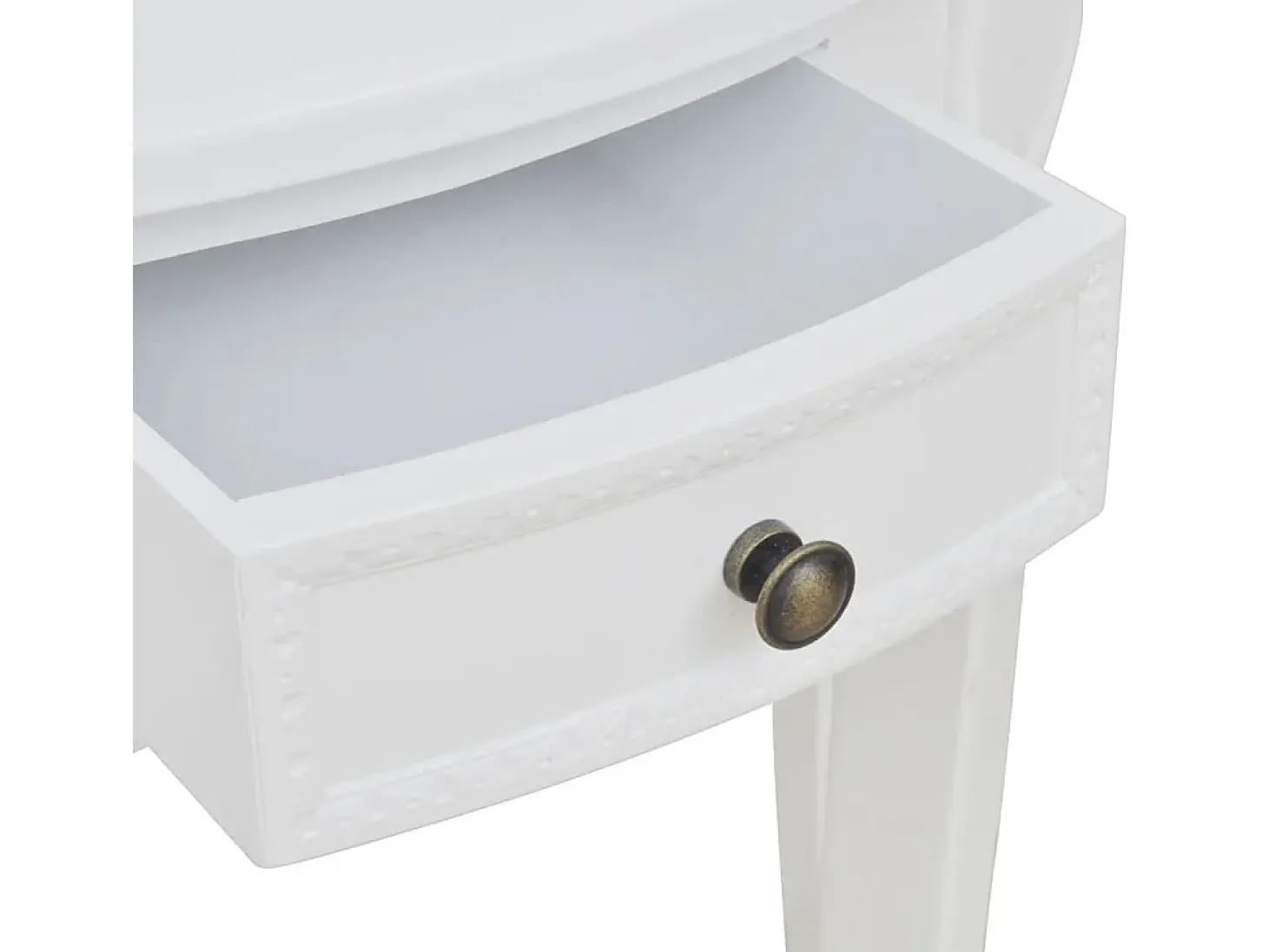 Mesa consola semicircular con cajón blanca