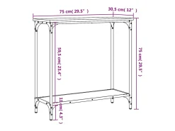 Mesa consola Sonoma gris 75x30,5x75 cm madera de ingeniería