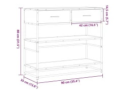 Mesa consola Sonoma gris 90x35x80 cm madera de ingeniería