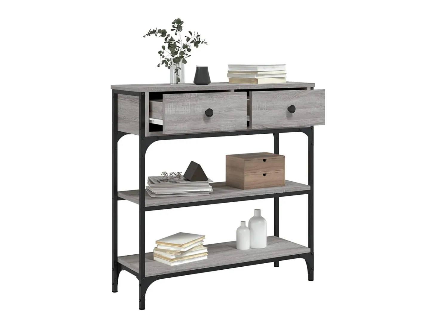 Mesa consola Sonoma gris 72,5x25x75 cm madera de ingeniería