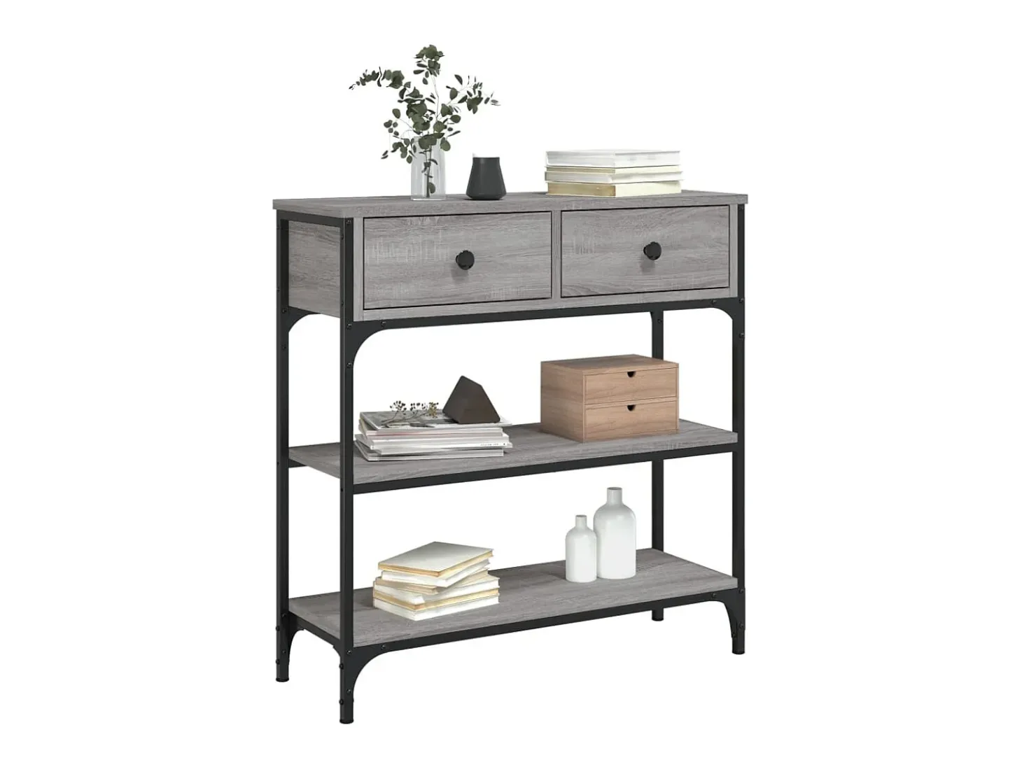 Mesa consola Sonoma gris 72,5x25x75 cm madera de ingeniería