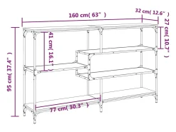 Mesa consola Sonoma gris 160x32x95 cm madera de ingeniería