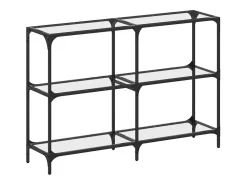Mesa consola superficie vidrio transparente acero 118,5x30x81cm