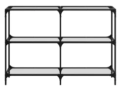 Mesa consola superficie vidrio transparente acero 118,5x30x81cm