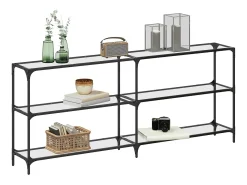Mesa consola superficie vidrio transparente acero 194,5x30x81cm