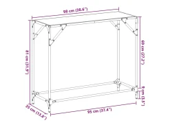 Mesa consola superficie vidrio transparente acero 98x35x81 cm